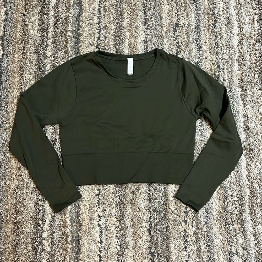 Aerie Green Seamless Cropped Long Sleeve